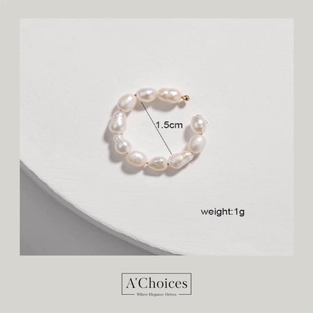 قرط من اللؤلؤ الزراعي قابل للتعديل من دون ثقب لون أبيض ولون رمادي (عدد 1)