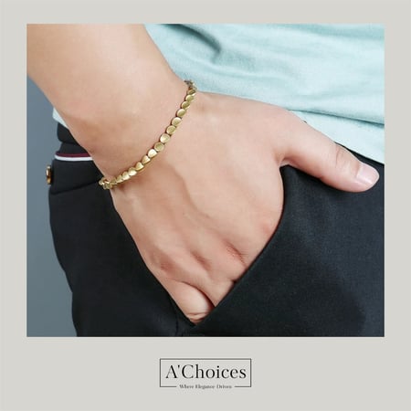 اساور مصنوعة من النحاس المطلي بالذهب بأشكال مموجة - سحب