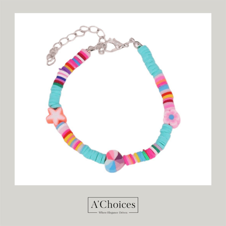 اساور ملونة مع زهرة ونجمة وقلب بعدة ألوان