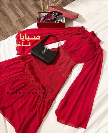 فستان ناعم بشال شيفون لمسة أنوثة ورقي