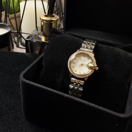 ساعة نسائية بسوار ذهبي وفضي من سماي ماركة بروشا