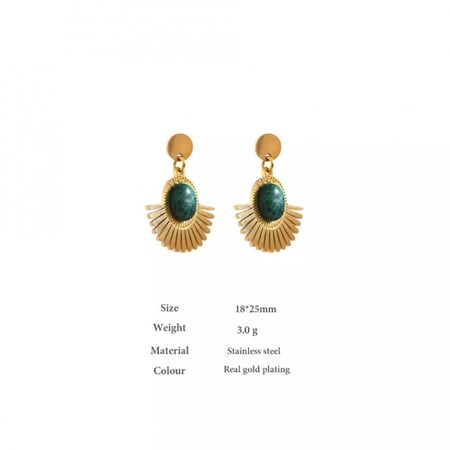 اقراط من الحجر الطبيعي الاخضر