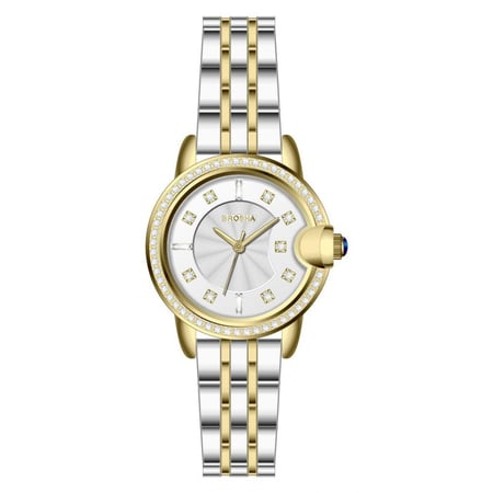 ساعة نسائية بسوار ذهبي وفضي من بروشا BR1007