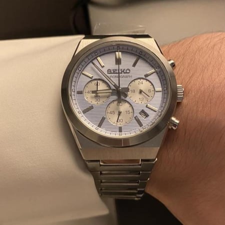 ساعة سيكو كرونوقراف كوارتز - حجم 40 لون سماوي