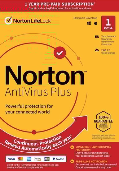 Norton AntiVirus Plus 1 Year 1 device