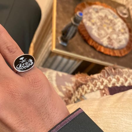 خاتم سيفين ونخله فضه عيار 925 جرام باسم محمد