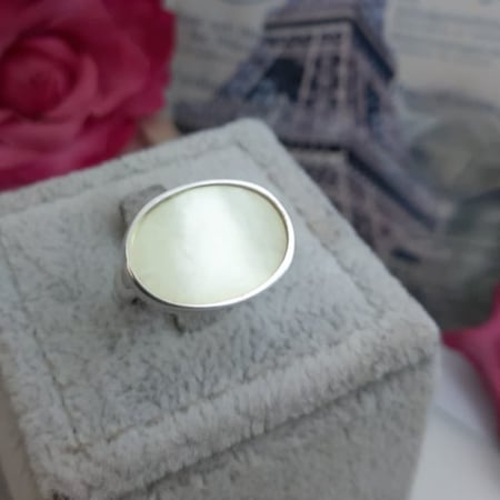 خاتم رجالي فضة خالص فص حجر لون ابيض