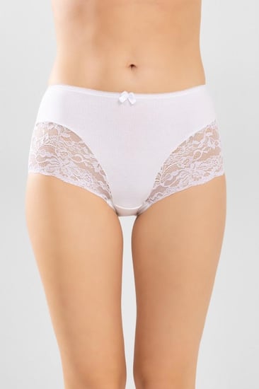 سروال قطن بخصر عالي مزين بالدانتيل من Baykar - 8924