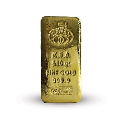 سبيكة ذهب وزن 500 جرام ديوان الذهب