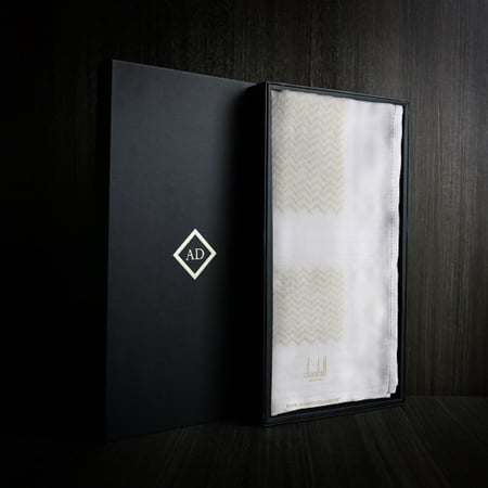 شال دنهل كشميري ابيض وبيج صوف