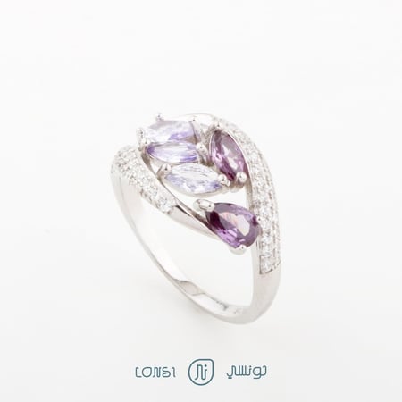 خاتم ملون فضة عيار 925