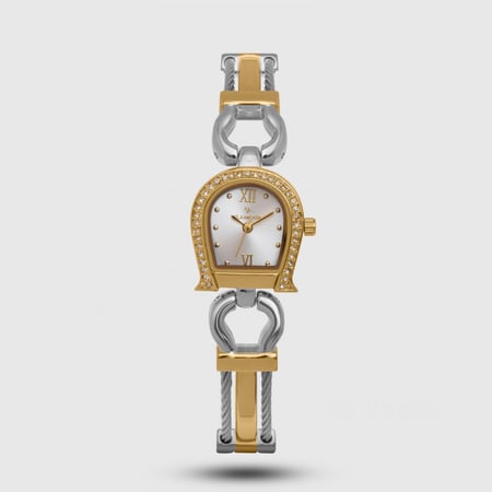 ساعة نسائيه بسير ذهبي وفضي