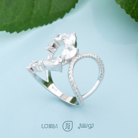 خاتم ملون فضة عيار 925