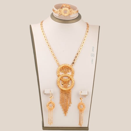 طقم مطلي ذهبي حلقات