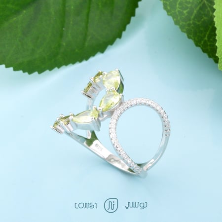 خاتم ملون فضة عيار 925