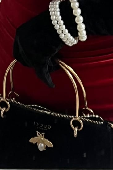 شنطة قوتشي المخملية باللون الاسود اصليه Gucci Black Velvet Bag