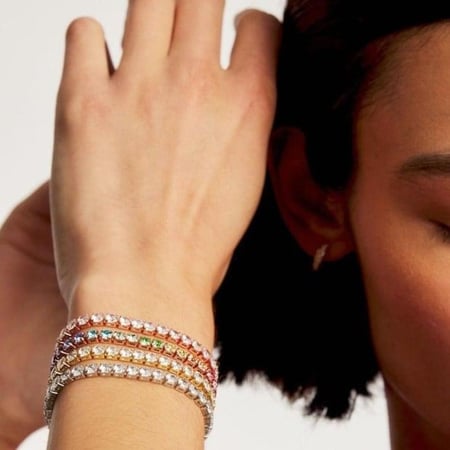 Ted Baker Gold Tone/blue Rainbow MELRAH: Crystal Adjustable Tennis Bracelet