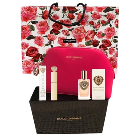 طقم دولتشي اند غبانا ( ٣ قطع مع علبه و كيس: شنطة + عطر ديفوشن+ ميني ماسكارا  ديفوشن)