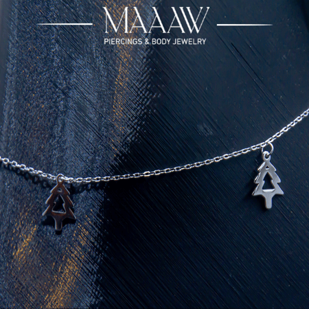 خلخال فضة 925s شجرة الأرز