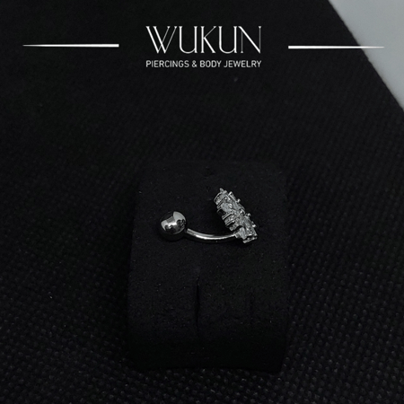 حلق بيرسينج فضة 925 للسرة بار مخفي بشكل وردة