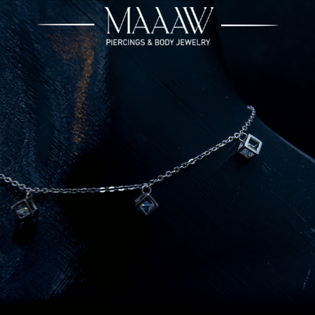 خلخال فضة مكعبات داخلها فص موديل 9228