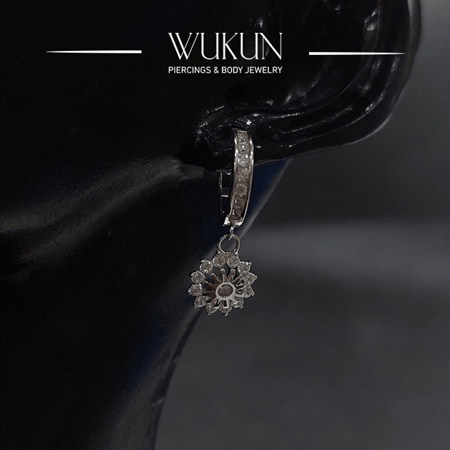 أقراط فضة عيار 925S حلقة بوردة معلقة