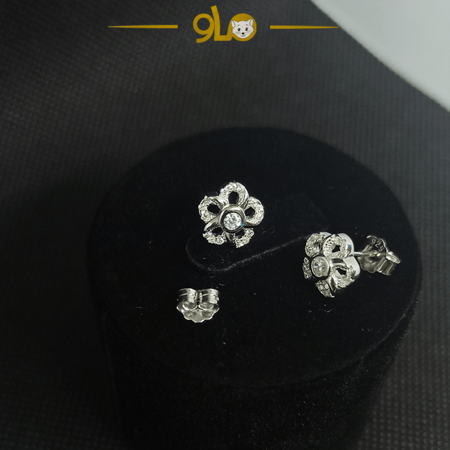 أقراط فضة وردة موديل 9101