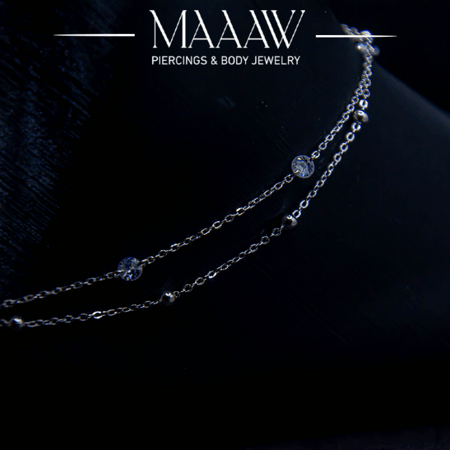 خلخال فضة 925S دورين بكرستالات دائرية