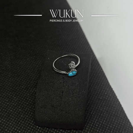 خاتم شاطئ فضة 925s لإصبع القدم بحجر أزرق