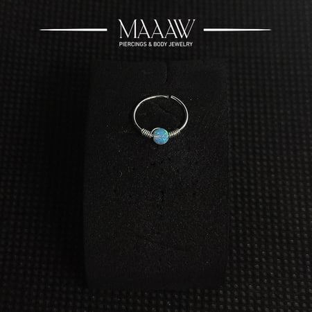 زمام بيرسينج فضة 925s دائري حلقة بخرزة سماوي مموج