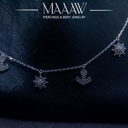 خلخال فضة 925s دفة السفينة والمرساة موديل 9216