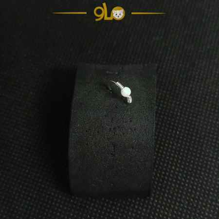 زمام بيرسينج فضة 925s  دائري حلقة بخرزة بيضاء