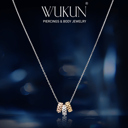 سلسال فضة عيار 925 بثلاث حلقات ذهبي وفضي وبرونزي