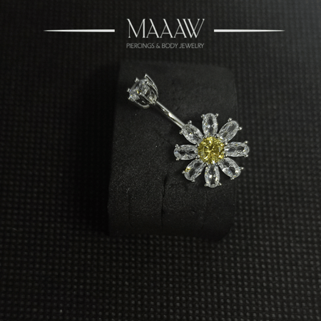 حلق بيرسينج فضة 925s للسرة موديل 9136