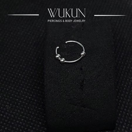 زمام بيرسينج فضة 925s دائري حلقة بثلاث كور متحركة