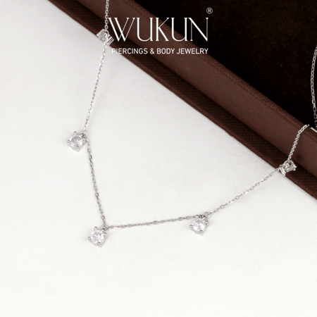 سلسال فضة سبع فصوص بيضاء موديل 950