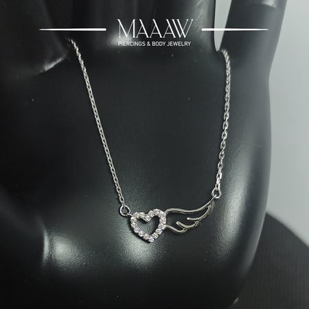 سلسال فضة قلب بجناح