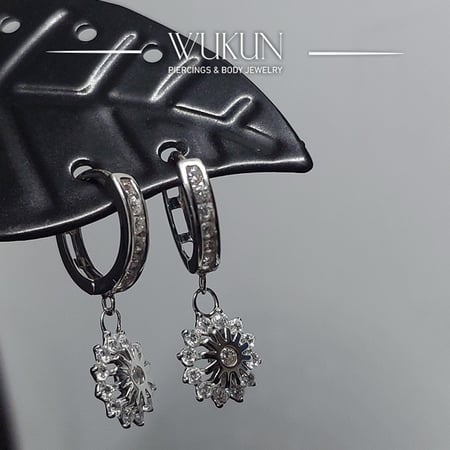 أقراط فضة عيار 925S حلقة بوردة معلقة