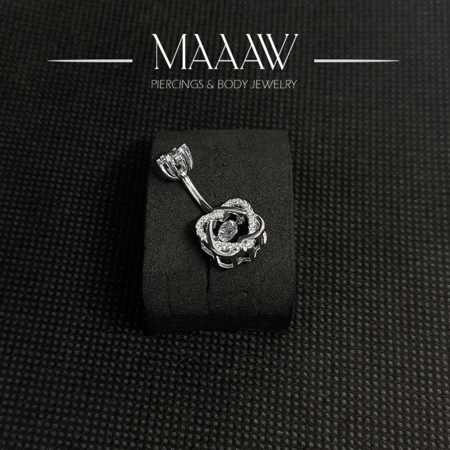 حلق بيرسينج فضة 925s للسرة موديل 9127