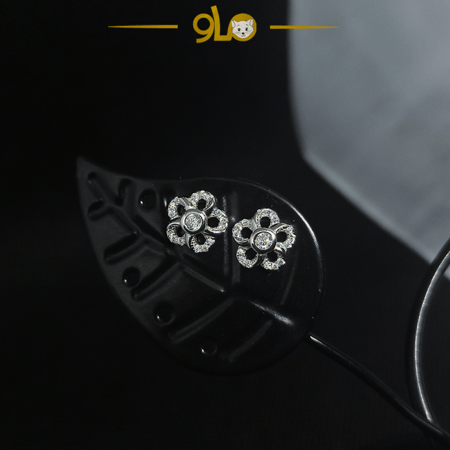 أقراط فضة وردة موديل 9101