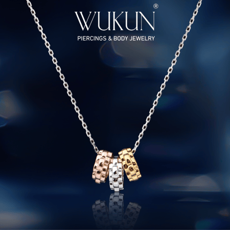 سلسال فضة عيار 925 بثلاث حلقات ذهبي وفضي وبرونزي