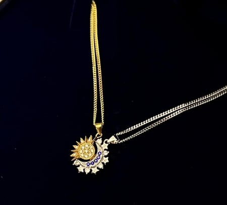 قلادتين الشمس والقمر فضه عيار 925