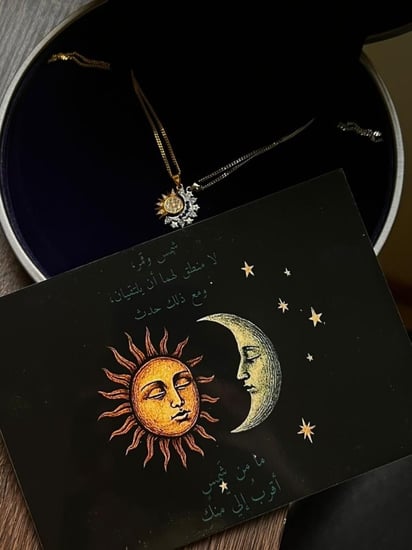 قلادتين الشمس والقمر فضه عيار 925