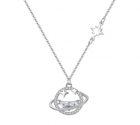 قلادة كوكب زحل فضه عيار 925