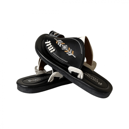 نعال شرقي مطرز اسود-ابيض