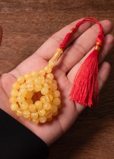 سبحة بكلايت اصفر شفاف  كركوشة