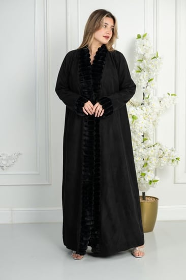 عباية شتوية شامواه بتدخيلات الفرو الناعم