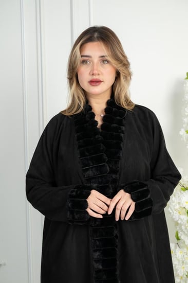 عباية شتوية شامواه بتدخيلات الفرو الناعم