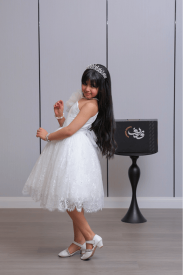 فستان بناتي كتف واحد بوردة ثلاثية الأبعاد ودانتيل فاخر