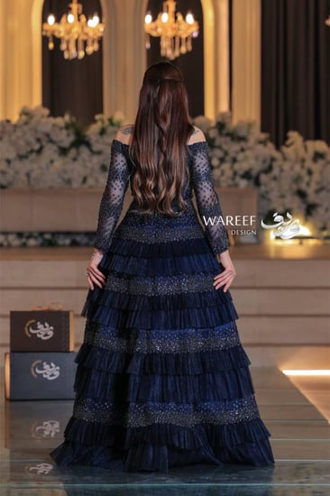 فستان سهره كحلي مميز طبقات